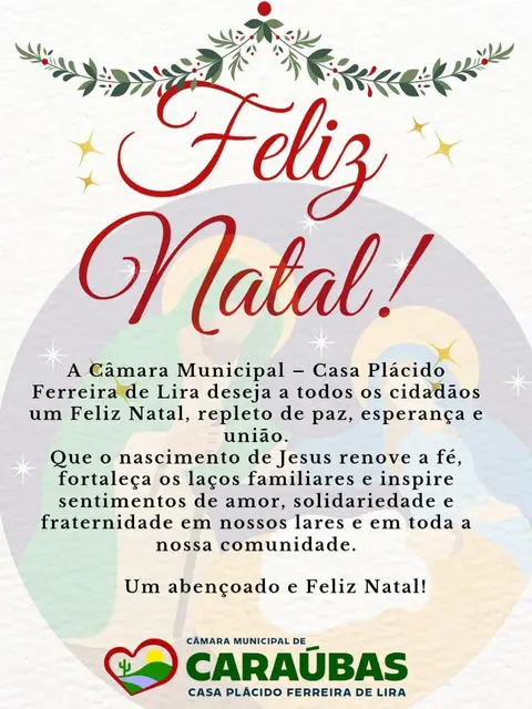 Que o Natal renove em nossos corações a fé, a esperança e o compromisso com o bem comum.