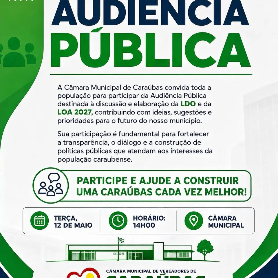 Caraúbas: Audiência Pública da LDO e LOA 2027 define futuro municipal